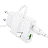 СЗУ Borofone BN25 Wish PD30W+QC3.0 (1USB-A/1C) + кабель Type-C to Lightning White