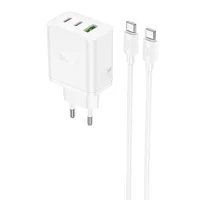 СЗУ Hoco N51 Scenery PD65W (1USB-A/2C) + кабель Type-C to Type-C White