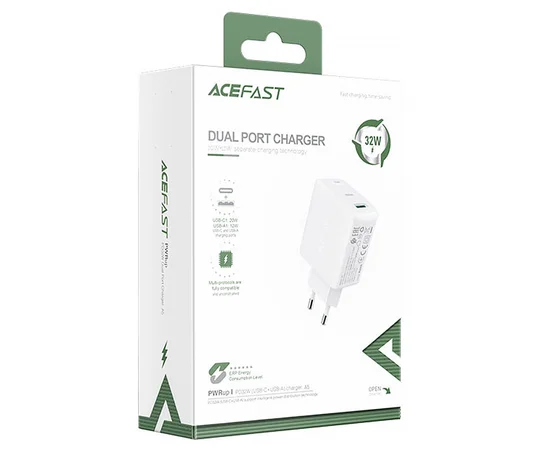 СЗУ Acefast A5 PD32W GaN (USB-C+USB-A) White