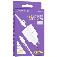 СЗУ Borofone BA81A PD20W (1USB-C) + кабель Type-C to Lightning White