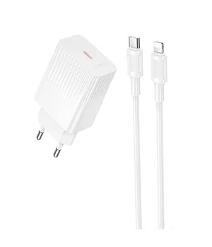 СЗУ Borofone BAS75A Source PD30W (1USB-C) + кабель Type-C to Lightning White