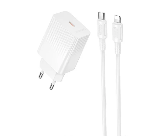 СЗУ Borofone BAS75A Source PD30W (1USB-C) + кабель Type-C to Lightning White