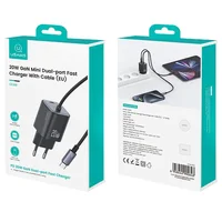 СЗУ Usams US-CC261 GaN JC Ser. 20W (2USB-C) + кабель Type-C to Type-C Black
