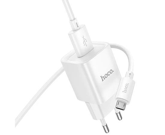 СЗУ Hoco C145A Charm QC3.0 18W (1USB-A) + кабель USB to MicroUSB White