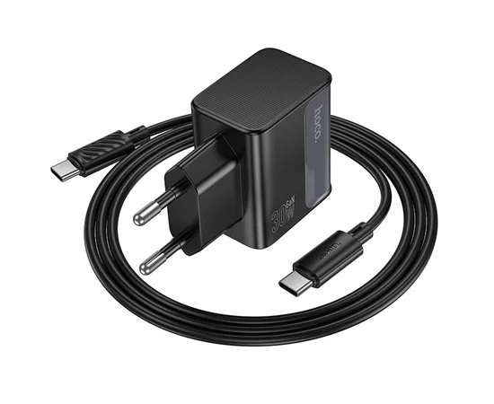 СЗУ Hoco CS73A Star Speed PD30W+QC3.0 (1USB-A/1C) + кабель Type-C to Type-C Midnight Black