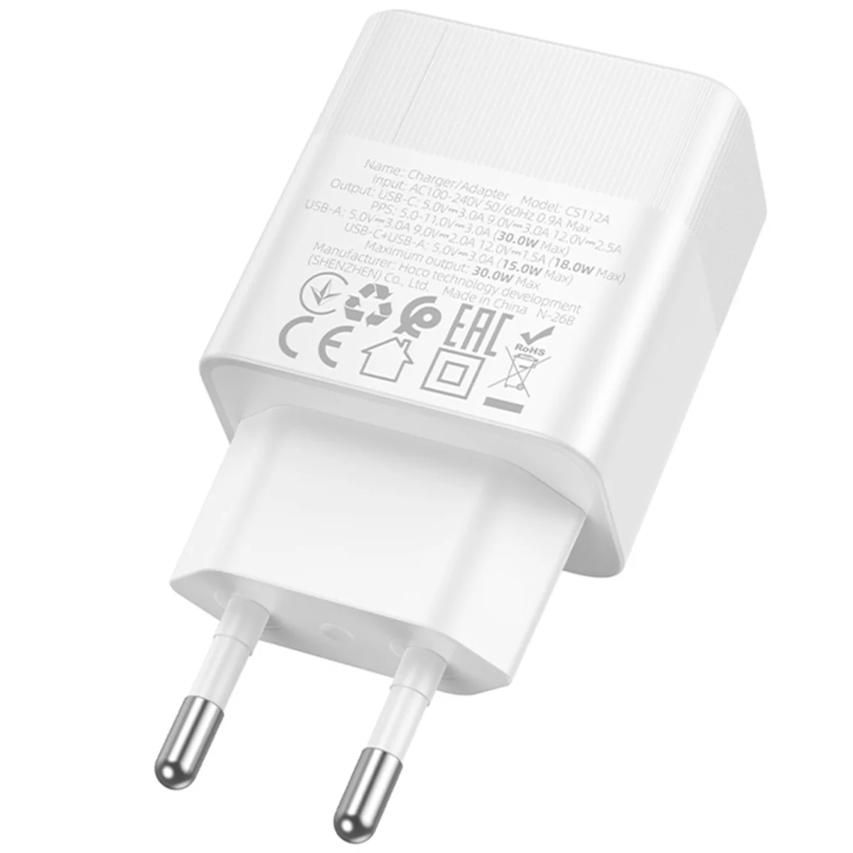 СЗУ Hoco CS112A Lounge PD30W+QC3.0 (1USB-A/1C) White