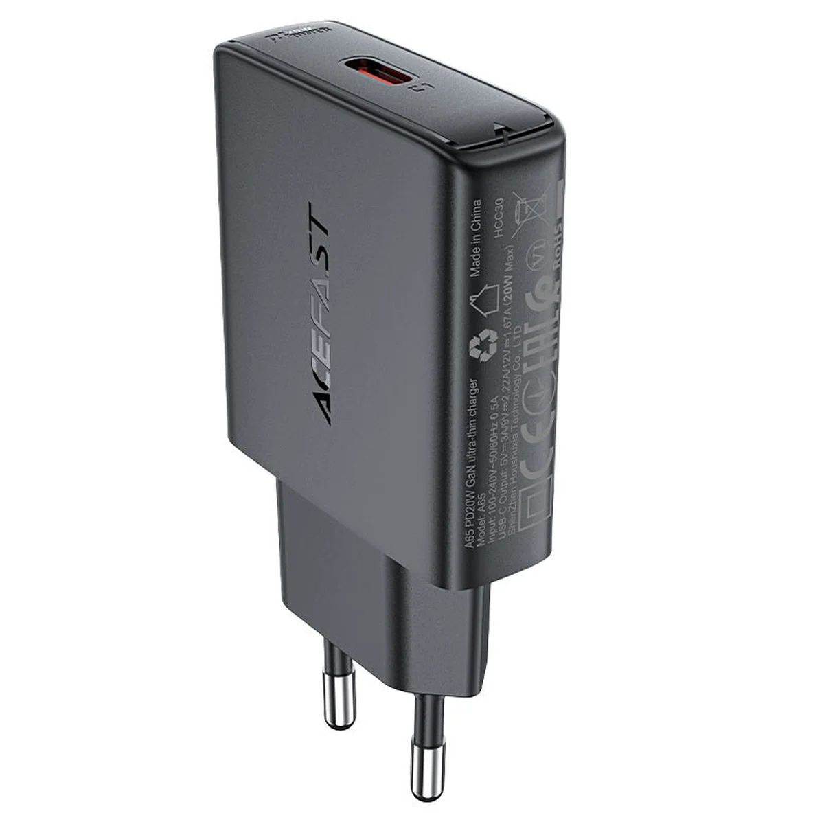 СЗУ Acefast A65 PD20W GaN (USB-C) Black