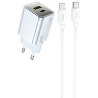 СЗУ Hoco N46 Glorious PD20W+QC3.0 (1USB-A/1C) + Type-C to Type-C Blue
