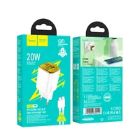 СЗУ Hoco N52 Monsoon PD20W+QC3.0 (1USB-A/1C) + кабель Type-C to Type-C White