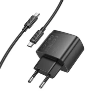 СЗУ Hoco CS61A Bright PD30W+QC3.0 (1USB-A/1C) + кабель Type-C to Type-C Black