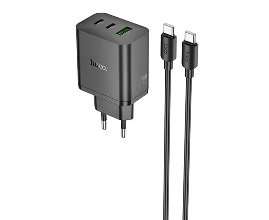 СЗУ Hoco N51 Scenery PD65W (1USB-A/2C) + кабель Type-C to Type-C Black