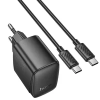 СЗУ Hoco CS61A Bright PD30W+QC3.0 (1USB-A/1C) + кабель Type-C to Type-C Black