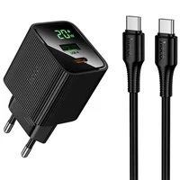 СЗУ Hoco CS83A Excellent with digital display PD20W+QC3.0 (1USB-A/1C) + кабель Type-C to Type-C Black