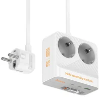 Удлинитель Hoco AC28 Descanso (PD45W/1C/3A/2xSocket) (2m) White