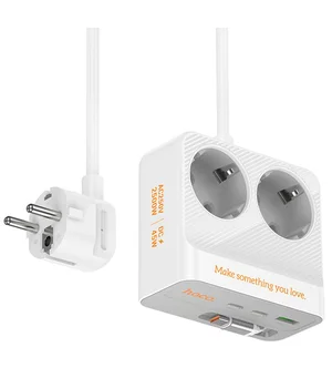 Удлинитель Hoco AC28 Descanso (PD45W/1C/3A/2xSocket) (2m) White