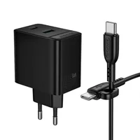 СЗУ Borofone BAS16A Erudite PD45W+QC3.0 (1USB-A/1C) + кабель Type-C to Type-C Black