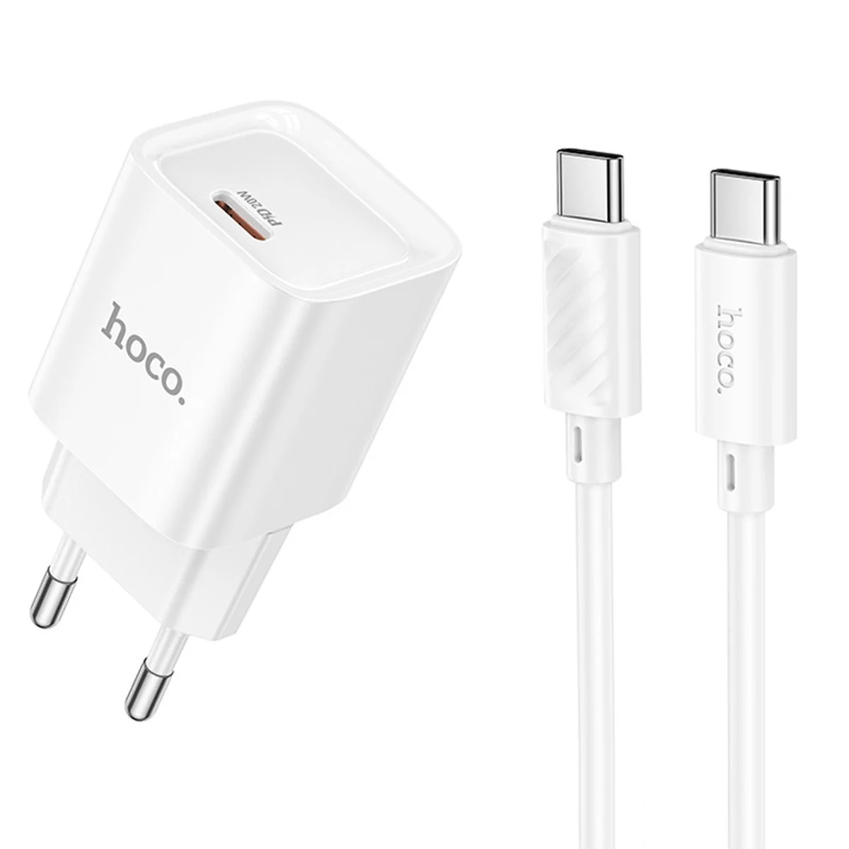 СЗУ Hoco C146A Charm PD20W (1USB-C) + кабель Type-C to Type-C White