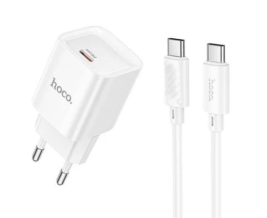 СЗУ Hoco C146A Charm PD20W (1USB-C) + кабель Type-C to Type-C White
