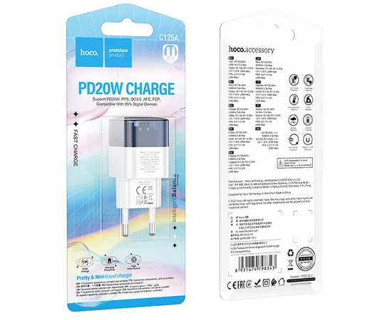 СЗУ Hoco C125A Transparent 1C PD20W Transparent blue