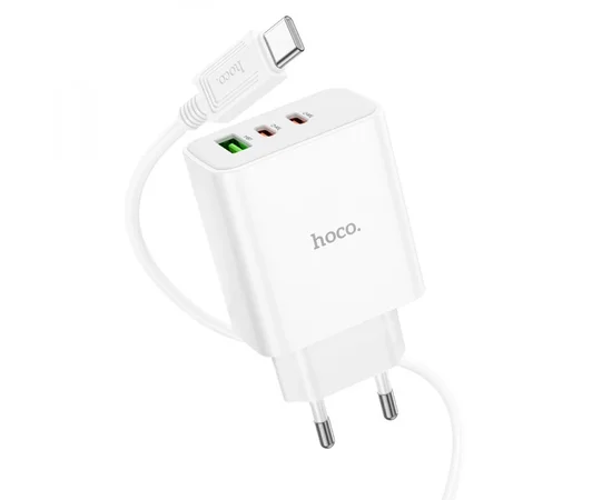 СЗУ Hoco C126A PD40W+QC3.0 (1USB/2Type-C) + Type-C to Lightning White