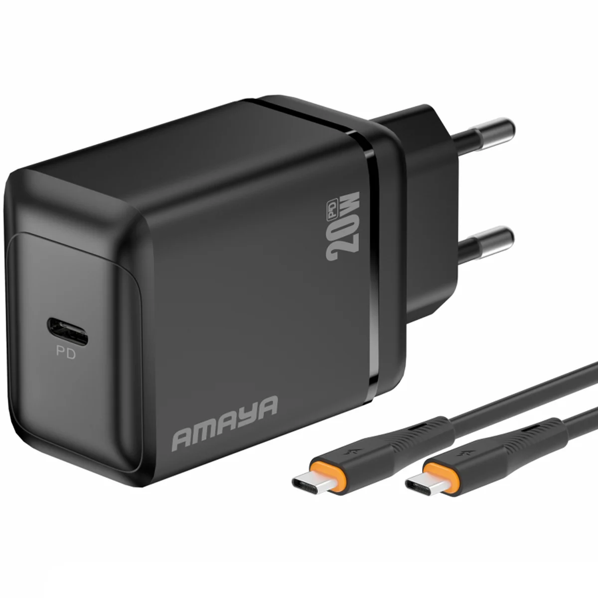 СЗУ Amaya E218S PD20W+QC3.0 (1USB-C) + кабель Type-C to Type-C Black
