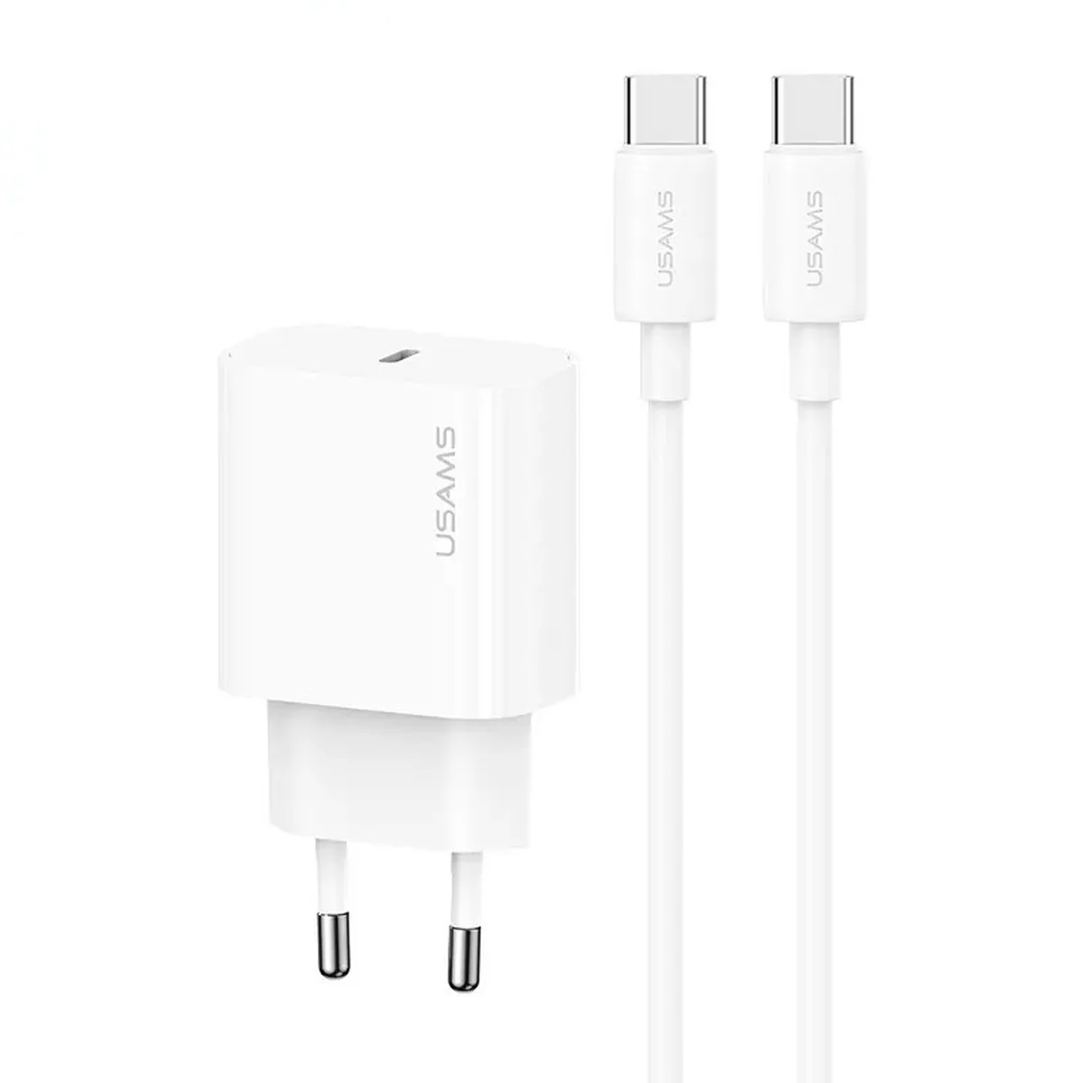 СЗУ Usams US-CC226 Kit-Yi Ser. 20W (1USB-C) + кабель Type-C to Type-C White