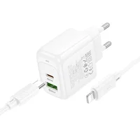 СЗУ Hoco CS54A Surplus PD20W+QC3.0 (1USB-A/1C) + кабель Type-C to Lightning White