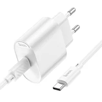 СЗУ Hoco C109A Fighter PD20W (1USB-C) + кабель Type-C to Type-C White