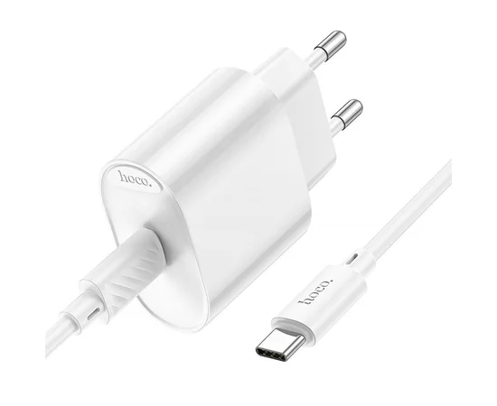 СЗУ Hoco C109A Fighter PD20W (1USB-C) + кабель Type-C to Type-C White