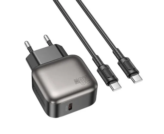 СЗУ Borofone BAS53A Absolute PD20W (1USB-C) + Type-C to Type-C Black