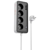 Удлинитель Hoco AC21 Sunlight 4-bit (1C/3A/4xSocket) (3m) Black