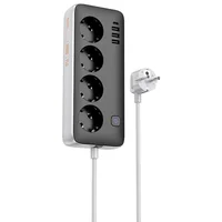 Удлинитель Hoco AC21 Sunlight 4-bit (1C/3A/4xSocket) (3m) Black