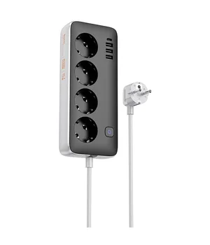 Подовжувач Hoco AC21 Sunlight 4-bit (1C/3A/4xSocket) (3m) Black