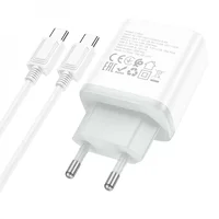 СЗУ Hoco C105A Stage PD20W+QC3.0 (1USB-A/1C) + кабель Type-C to Type-C White