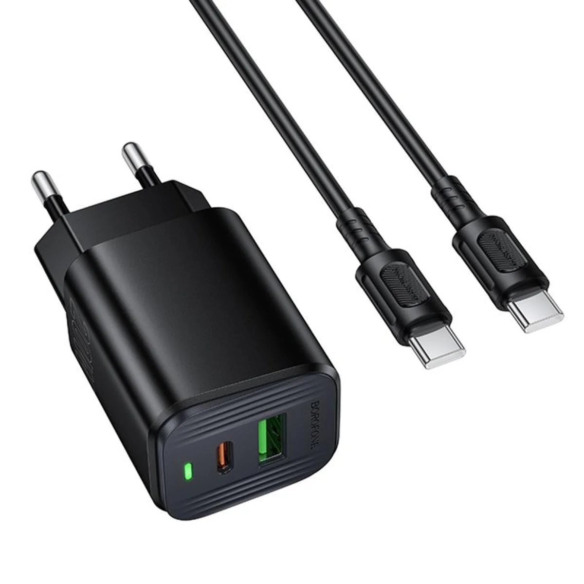 СЗУ Borofone BAS83A Star PD20W+QC3.0 (1USB-A/1C) + кабель Type-C to Type-C Black