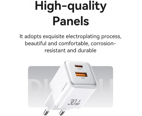 СЗУ Usams US-CC189 PD30W + QC3.0 A+C X-ron Series White