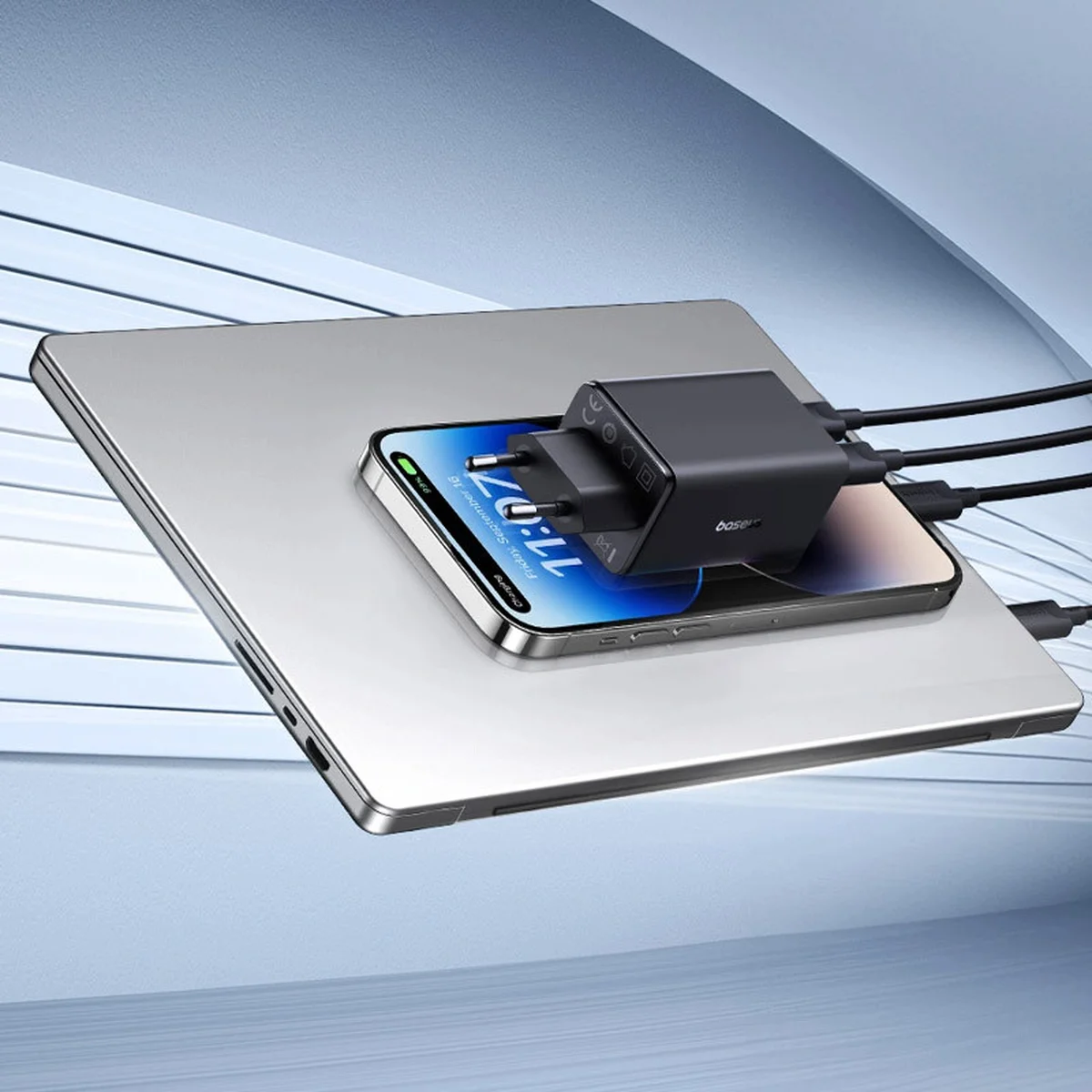 СЗУ Baseus GaN6 Pro OS 2C+2U 65W + Type-C to Type-C 100W (1m) (P10162701) Black