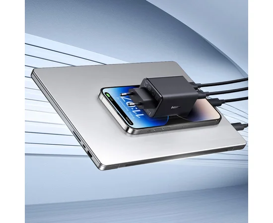 СЗУ Baseus GaN6 Pro OS 2C+2U 65W + Type-C to Type-C 100W (1m) (P10162701) Black