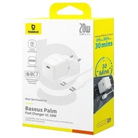 СЗУ Baseus Palm Fast Charger 20W (1USB-C) + кабель Type-C to Type-C (P10111602) Moon White
