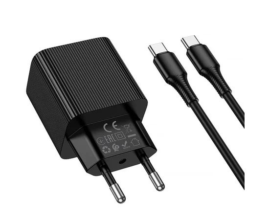 СЗУ Hoco CS83A Excellent with digital display PD20W+QC3.0 (1USB-A/1C) + кабель Type-C to Type-C Black