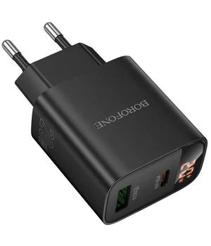 СЗУ Borofone BA96A Ilustre with digital display PD20W+QC3.0 (1USB-A/1C) Black