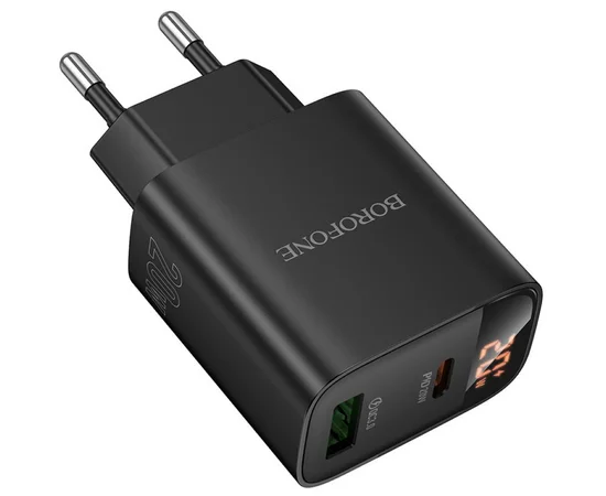 СЗУ Borofone BA96A Ilustre with digital display PD20W+QC3.0 (1USB-A/1C) Black