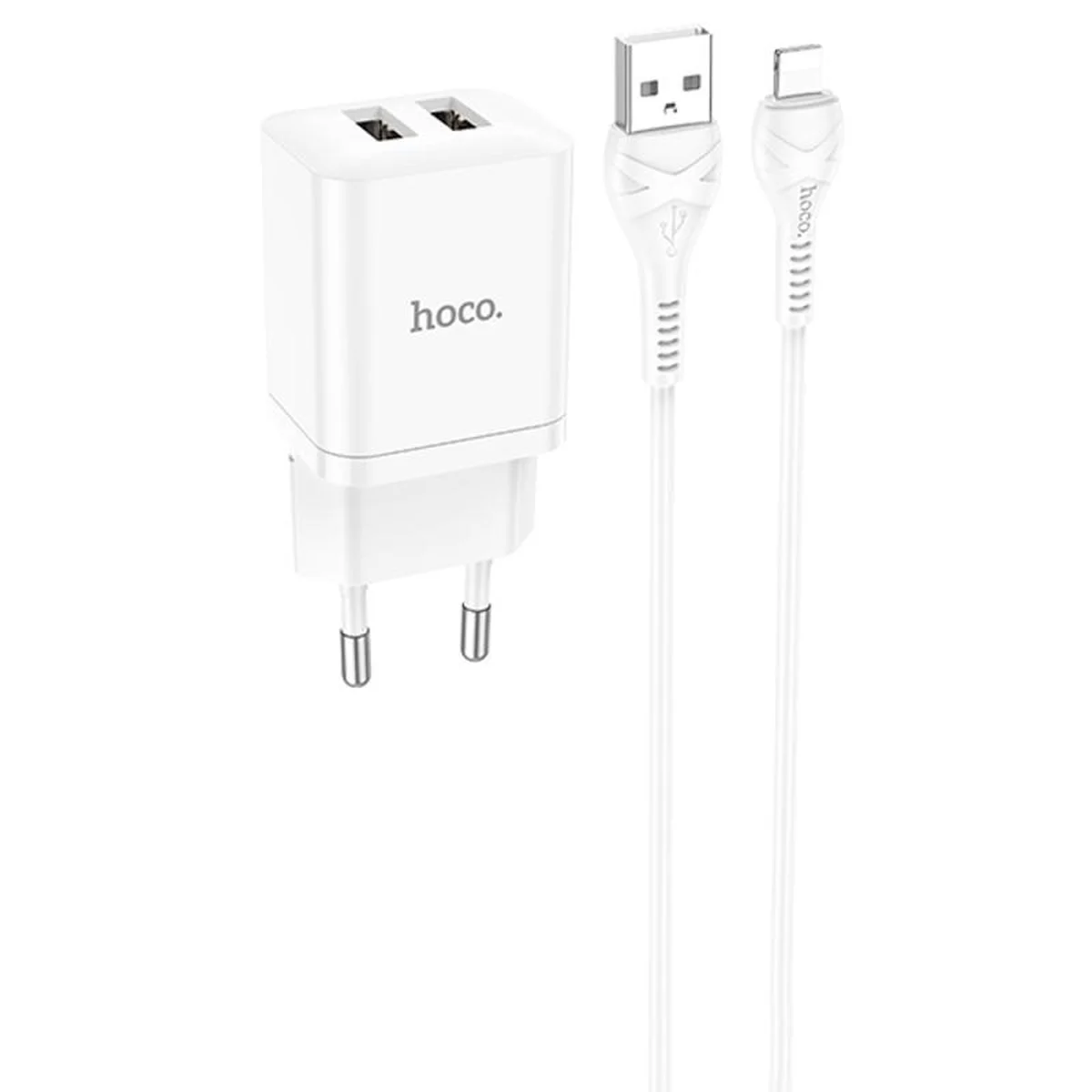 СЗУ Hoco N25 Maker (2USB-A) + USB to Lightning White