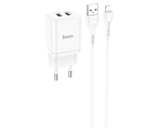 СЗУ Hoco N25 Maker (2USB-A) + USB to Lightning White