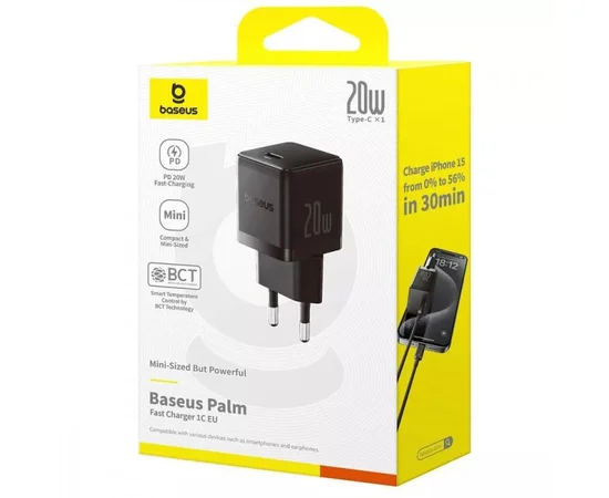 СЗУ Baseus Palm Fast Charger 20W (1USB-C) (P10111602) Cluster Black
