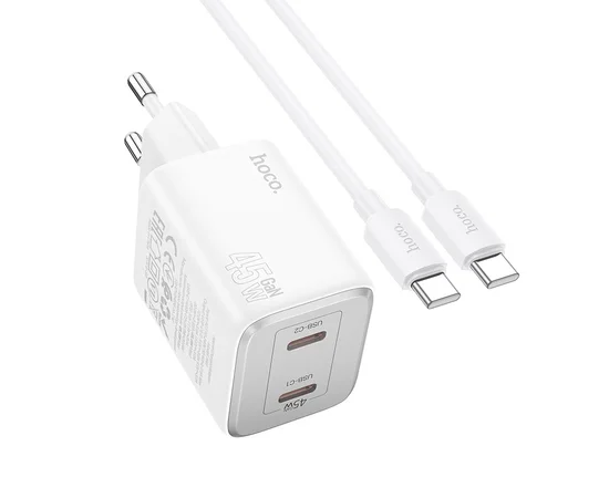 СЗУ Hoco N42 Elogiado 2C PD45W + Type to Type-C White