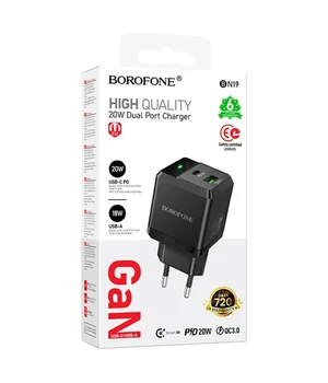 СЗУ Borofone BN19 Intenso PD20W+QC3.0 (1USB-A/1C) Black