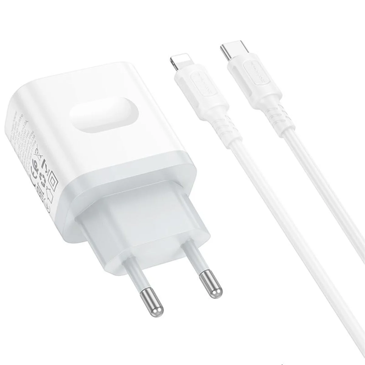 СЗУ Borofone BA99A Breeze PD20W (1USB-C) + кабель Type-C to Lightning White