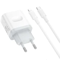 СЗУ Borofone BA99A Breeze PD20W (1USB-C) + кабель Type-C to Lightning White
