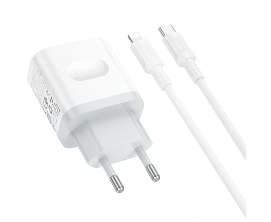 СЗУ Borofone BA99A Breeze PD20W (1USB-C) + кабель Type-C to Lightning White